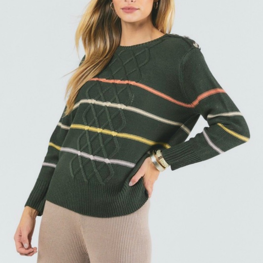 STRIPE CREW NECK SWEATER - Picture 3 of 14